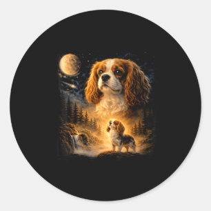 Adesivo Redondo Retrô anos 90 cavalier king charles spaniel uivand