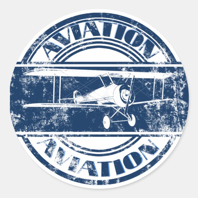Adesivo Redondo Retro Aviation Art (Frente)
