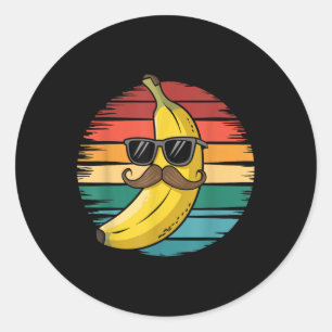 Adesivo Redondo Retro Banana Design Para Homens Frutas Tropicais B