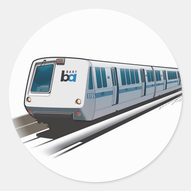 Adesivo Redondo Retro Bart train Illustration (Frente)