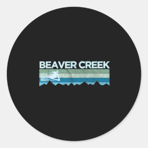 Adesivo Redondo Retro Beaver Creek, Colorado Distress Skiing