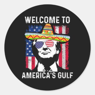 Adesivo Redondo Retro Bem-vindo ao Trump Engraçado do Golfo da Amé