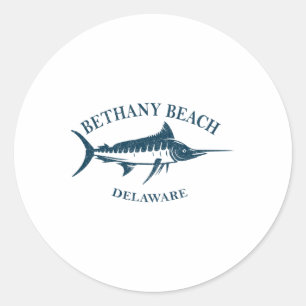 Adesivo Redondo Retro Bethany Beach Delaware Vintage Pesca Boati