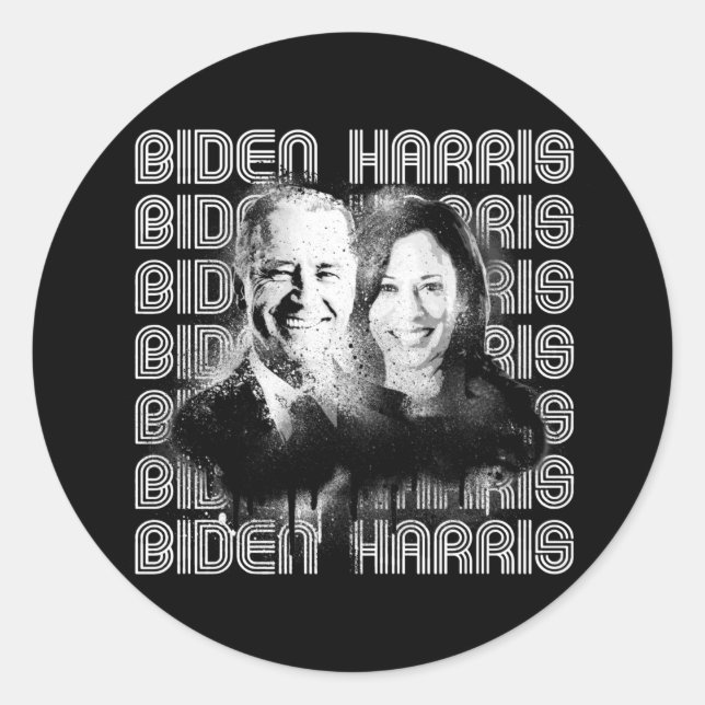Adesivo Redondo Retro Biden Harris Pride (Frente)
