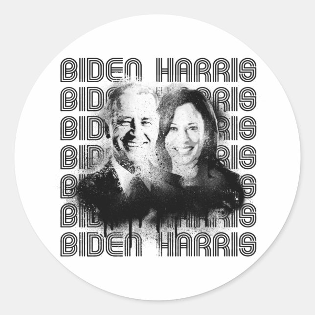 Adesivo Redondo Retro Biden Harris Pride (Frente)