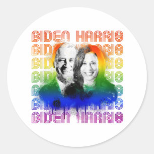Adesivo Redondo Retro Biden Harris Pride