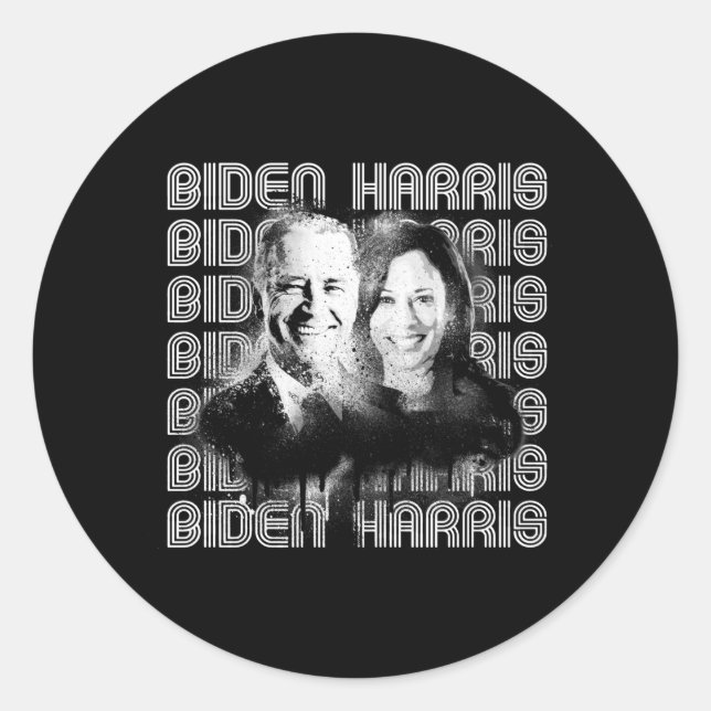 Adesivo Redondo Retro Biden Harris Pride (Frente)