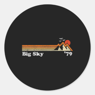 Adesivo Redondo Retro Big Sky Ski Resort Colorado Snowboard Skiing