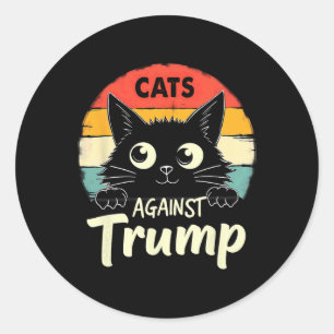 Adesivo Redondo Retro Black Cats Contra Trump