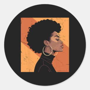 Adesivo Redondo Retro Black Women Afro Melanin