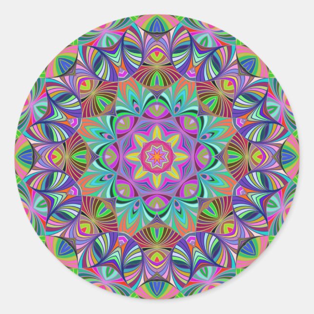 Adesivo Redondo Retro Bliss Mandala (Frente)