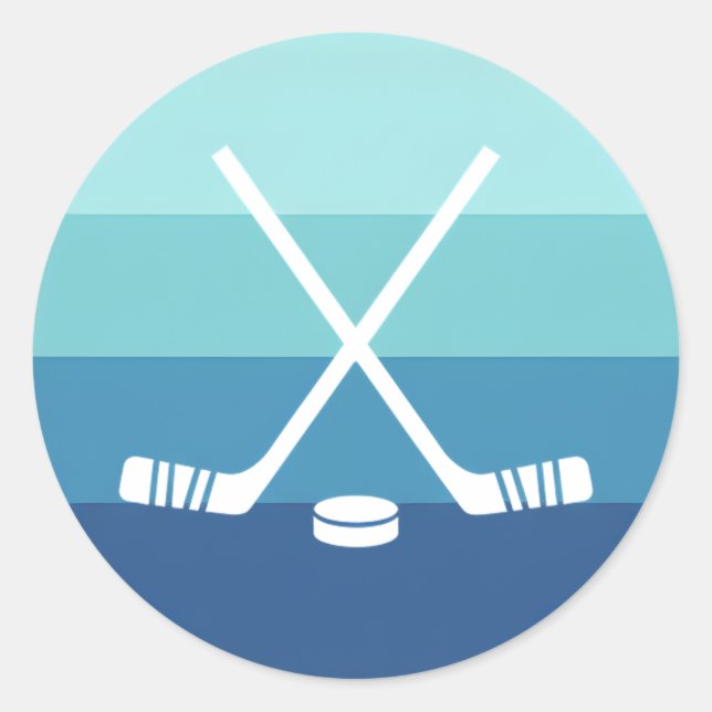Adesivo Redondo Retro Blue Gradient Ice Hockey (Frente)