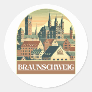 Adesivo Redondo Retro Braunschweig Skyline