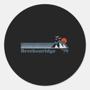 Adesivo Redondo Retro Breckenridge Ski Resort Colorado Snowboard S