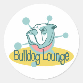 Adesivo Redondo Retro Bulldog Lounge