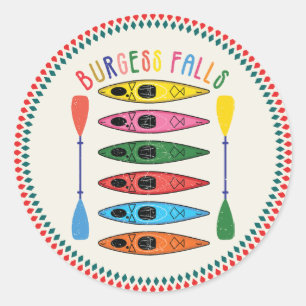 Adesivo Redondo Retro Burgess Falls Kayaking