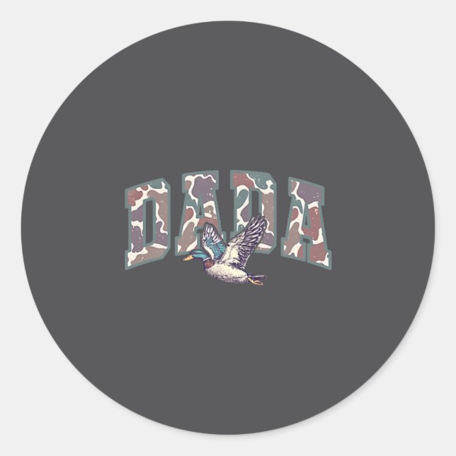 Adesivo Redondo Retro Camo Duck Hunting Dada 1st Birthday Family M (Frente)