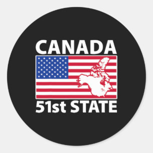 Adesivo Redondo Retro Canada 51ruas State American Flag Trump 2025