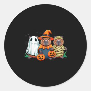 Adesivo Redondo Retro Capybara Wity Halloween Pumpkin Men