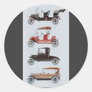 Adesivo Redondo RETRO CARS 2 - Automóvel de reparação automáti