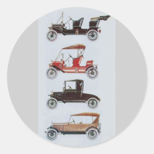 Adesivo Redondo RETRO CARS 2 - Automóvel de reparação automóve