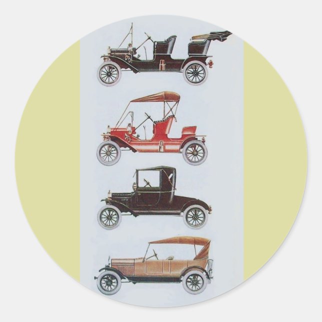 Adesivo Redondo RETRO CARS 2 - Reparação automática de cor amarela (Frente)