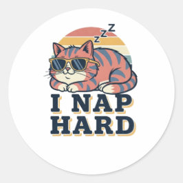 Adesivo Redondo Retro Cat Nap Hard Vinyl Sticker