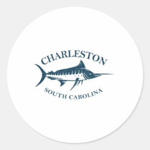 Adesivo Redondo Retro Charleston South Carolina Vintage Fish Bo