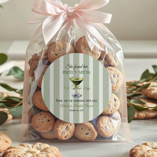 Adesivo Redondo Retrô Chás de Cozinha da Noiva com o Matcha Perfei (Criador carregado)