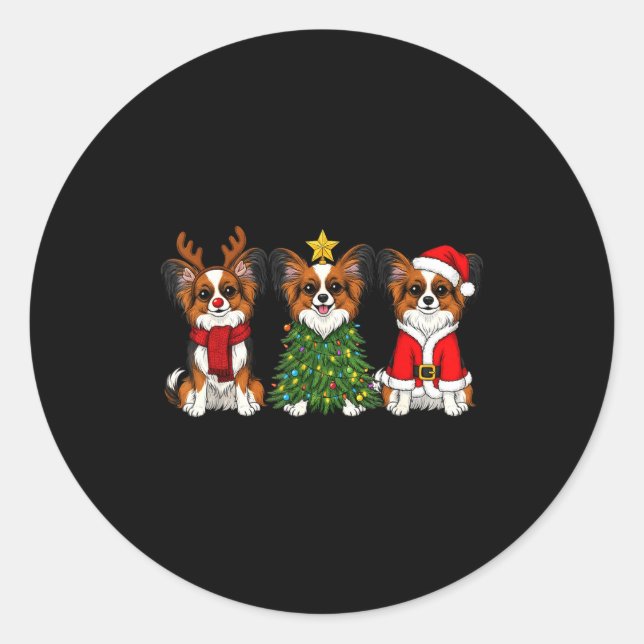 Adesivo Redondo Retro Christmas Pallon Dog Lover Santa Reindeer  (Frente)