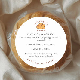 Adesivo Redondo Retro Cinnamon Roll Logo Bakery Ingredient