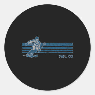 Adesivo Redondo Retro Colorado Vintage Vail Skiing Tee
