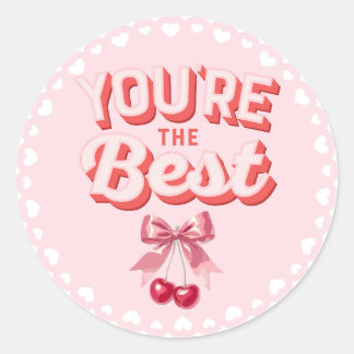 Adesivo Redondo Retro Coquette Cherry You're The Best Sticker