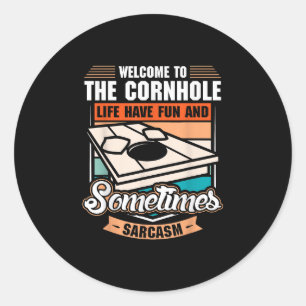 Adesivo Redondo Retro Cornhole
