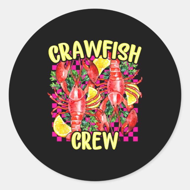 Adesivo Redondo Retro Crawfish Crew Cajun Boil Season For Men Wome (Frente)