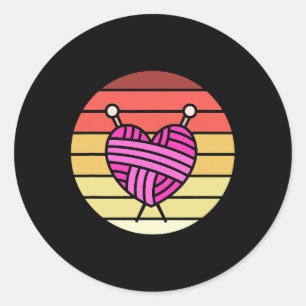 Adesivo Redondo Retro Crochet Nerd Funny Crocheting Yarn Gif