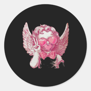 Adesivo Redondo Retro Cupido do Dia dos Namorados Sopra Bolha Arco