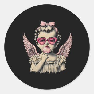 Adesivo Redondo Retro Cupido Valentine Day Cupid Blowi