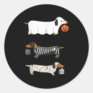 Adesivo Redondo Retro Dachshund Halloween Wiener Dog Pumpkin Weeni
