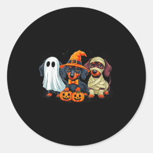 Adesivo Redondo Retro Dachshund Witch Y Halloween Pumpkin Mulheres