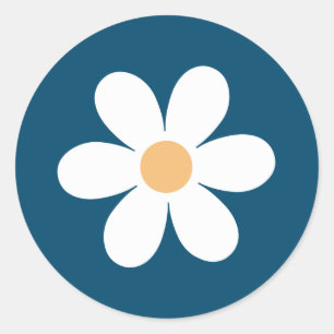 Adesivo Redondo Retro Daisy azul