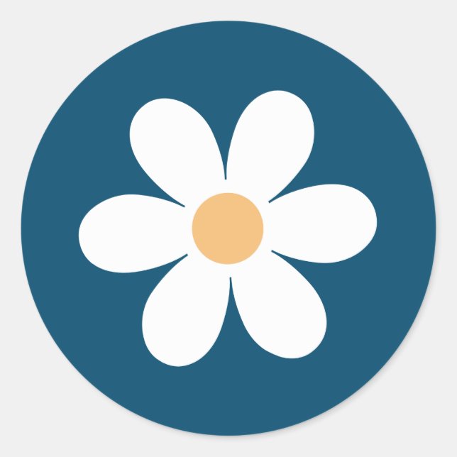 Adesivo Redondo Retro Daisy azul (Frente)