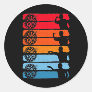 Adesivo Redondo Retro Dart Acionando Dardos Olhos de Lâmpada de L