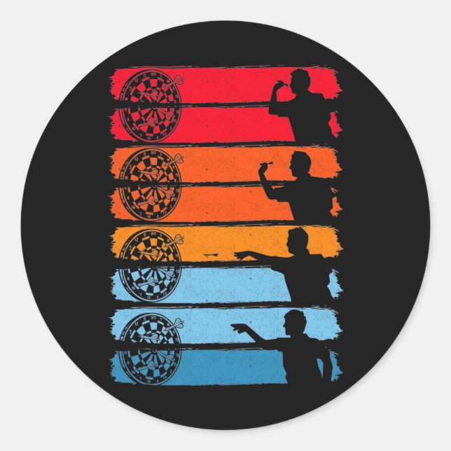 Adesivo Redondo Retro Dart Acionando Dardos Olhos de Lâmpada de Lâ (Frente)