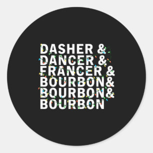 Adesivo Redondo Retro Dasher Dancer Prancer Bourbon Natal Diversão