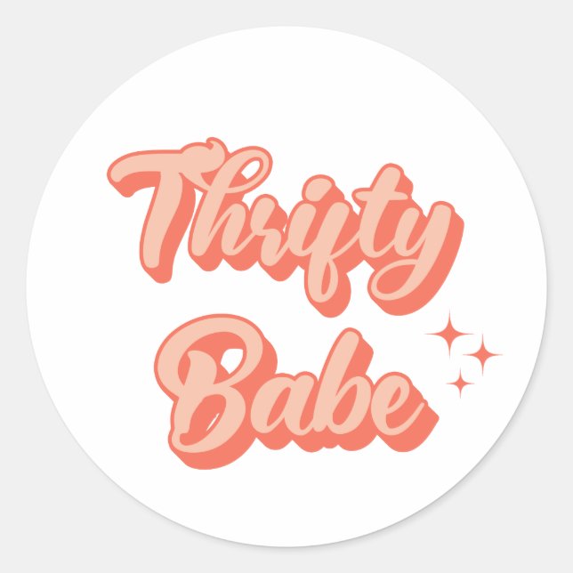 Adesivo Redondo Retro de Babe Thrifty (Frente)