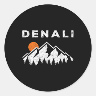 Adesivo Redondo Retro Denali National Park Mounts Vintage Alask