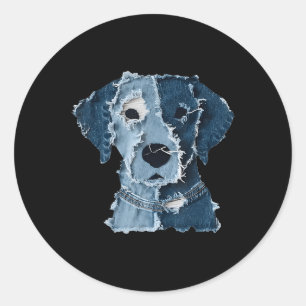 Adesivo Redondo Retro Divertido Remendo de Denim Animal Cachorro