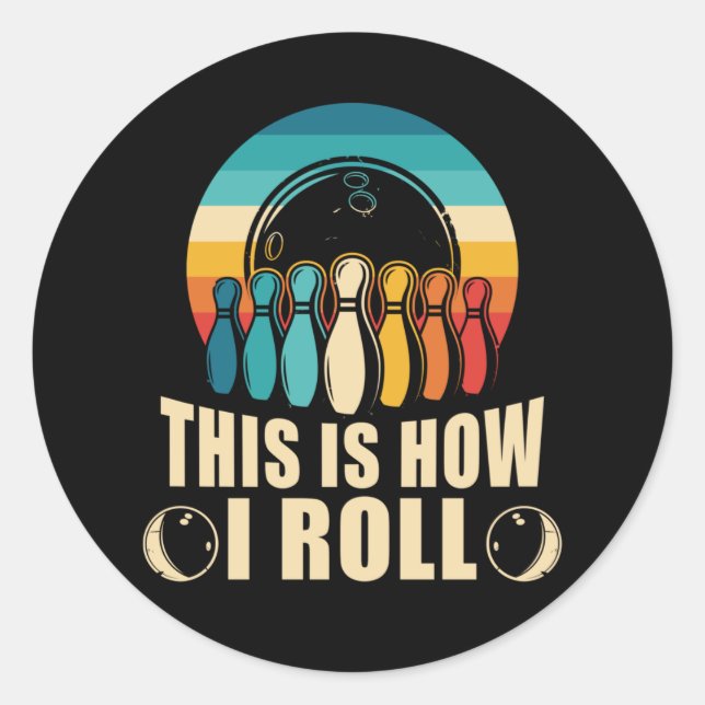 Adesivo Redondo Retro do trevo do trevo da boliche (Frente)