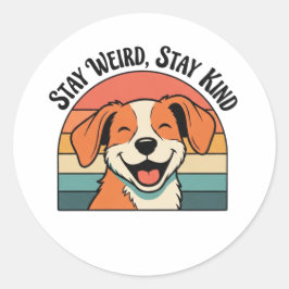 Adesivo Redondo Retro Dog Stay Kind Vinyl Sticker